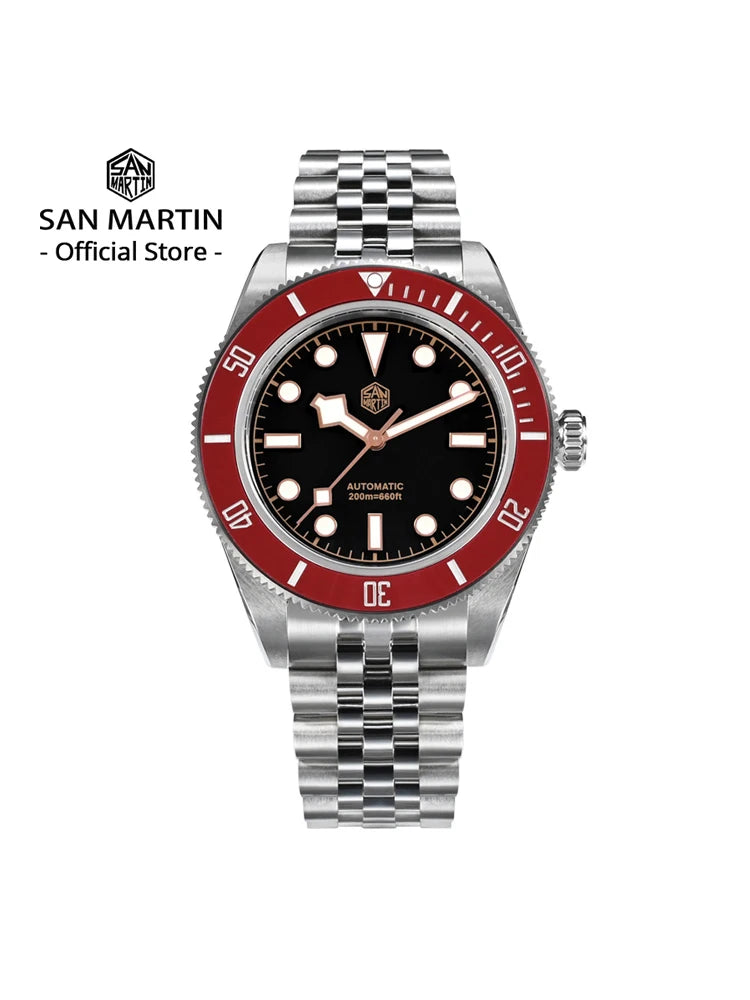 San Martin New 40mm BB Diver Watch Top Brand Classic Mens Watches NH35 Automatic Mechanical Sapphire Waterproof Reloj SN0128