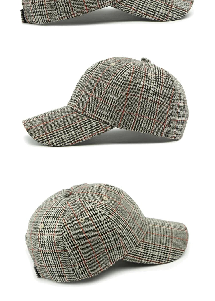 Unisex Checkered Baseball Cap with Adjustable Strap