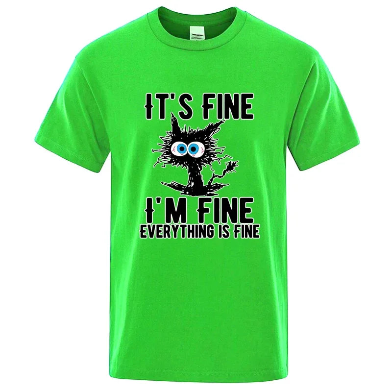 Funny Cool Cat Printed T-shirt