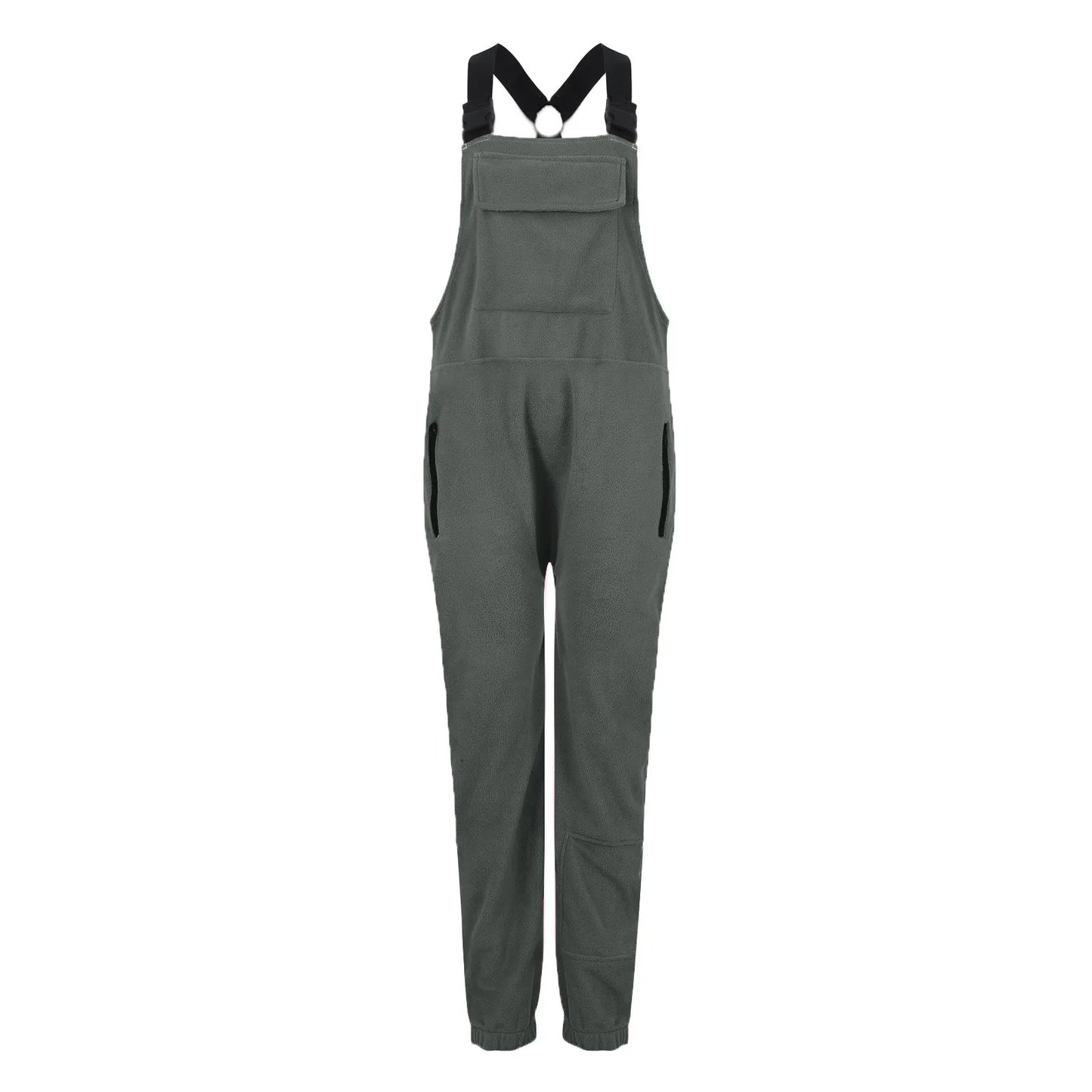 Fleece Bib Overalls - Adjustable Warm Winter Fuzzy Jumpsuit & Ski Pants