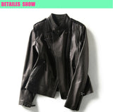 Women's Short Genuine Sheepskin Biker Jacket