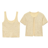Sequin Knitted Jacket & Camisole Set - Summer Office Wear