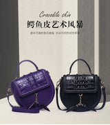 KEXIMA Crocodile Embossed Leather Round Shoulder Bag