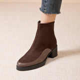 AIYUQI 2026 New Women's Short Boots Genuine Leather Chunky Heel High Heel Boots Female Large Size Pointed Toe Women Ankle Boots