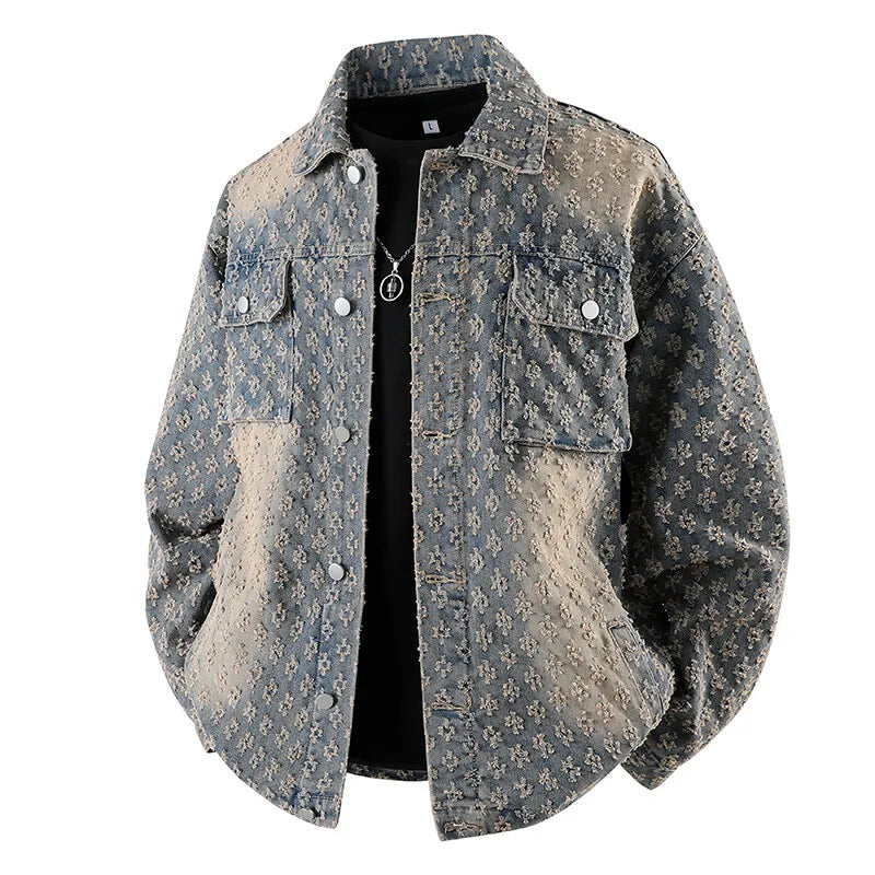 Autumn New Men's Denim Jacket Korean Stylish Luxury Clothing Handsome Casual American Streetwear Couple's Outerwear Denim Coats