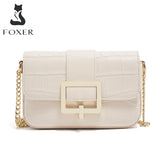 FOXER Split Leather Fashion Women Shoulder Bag Lady Crossbody Handbag Gift for Wife, Girlfriend