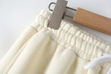 HH Women Solid Casual Sweatshirt Pant Suit Long Sleeve Hooded Fleece Pullover Coat Loose Straight Trousers Office Lady Sets