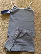 Strawberry Vest Shorts 2 Pieces Set Woman Eyelet Bow Slim Tank Top with Elastic Waist Patchwork Straight Short Pant Sweet Sets