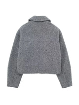 Willshela Women Fashion With Pockets Grey Front Zipper Jackets Vintage Lapel Neck Long Sleeves Female Chic Lady Outfits