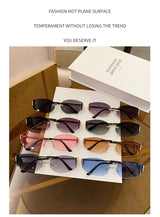 Oversized Rimless Oval Sunglasses – UV400 Metal Frame