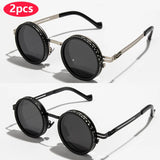 New Adjustable 1-9 Sunglasses Punk Polarized Sun Glasses Men Women Round ND Filter Lenses Retro Fishing Eyeglasses Shades