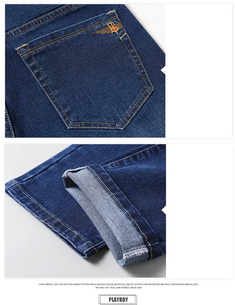 Men's Classic Straight-Leg Denim Jeans | Blue & Black