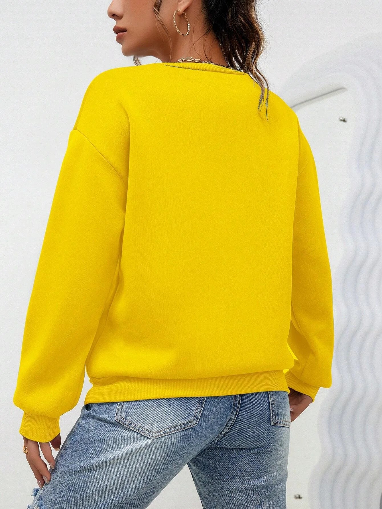 Heart Pattern Fleece Crewneck