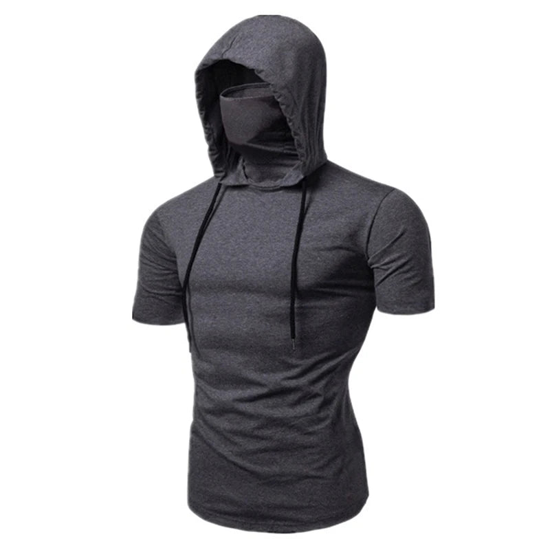 Men’s Short Sleeve Performance Hoodie with Integrated Mask