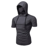 Men’s Short Sleeve Performance Hoodie with Integrated Mask