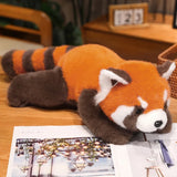New Stuffed Anime Figure Doll Turned Red Panda Plushie Doll Fluffy Hair Red Raccoon Animals Hug Throw Pillow