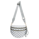 Women Checkered Bum Bag Casual Fanny Pack Large Capacity Crossbody Adjustable Strap Simple Shoulder Mommy Bag Daily Travel Tote