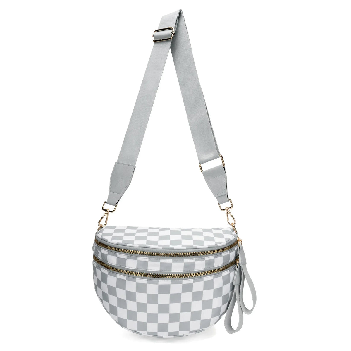 Women Checkered Bum Bag Casual Fanny Pack Large Capacity Crossbody Adjustable Strap Simple Shoulder Mommy Bag Daily Travel Tote