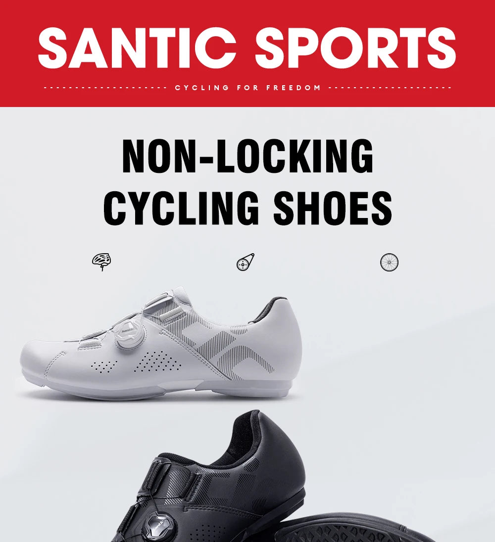 Santic Cycling Non-lock Flat Shoes Men Outdoor Sports MTB Bike Shoes Women Adjustable Casual Road Sneakers Comfortable Asia Size