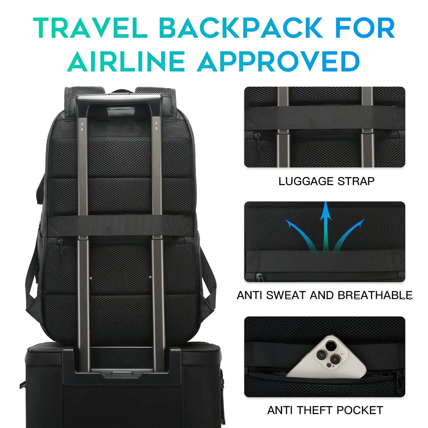 BANGE Simple Design Large Capacity Laptop Backpack Water Resistant Computer Backpack Fits 16 Inch Laptop Back Pack Bag for Male