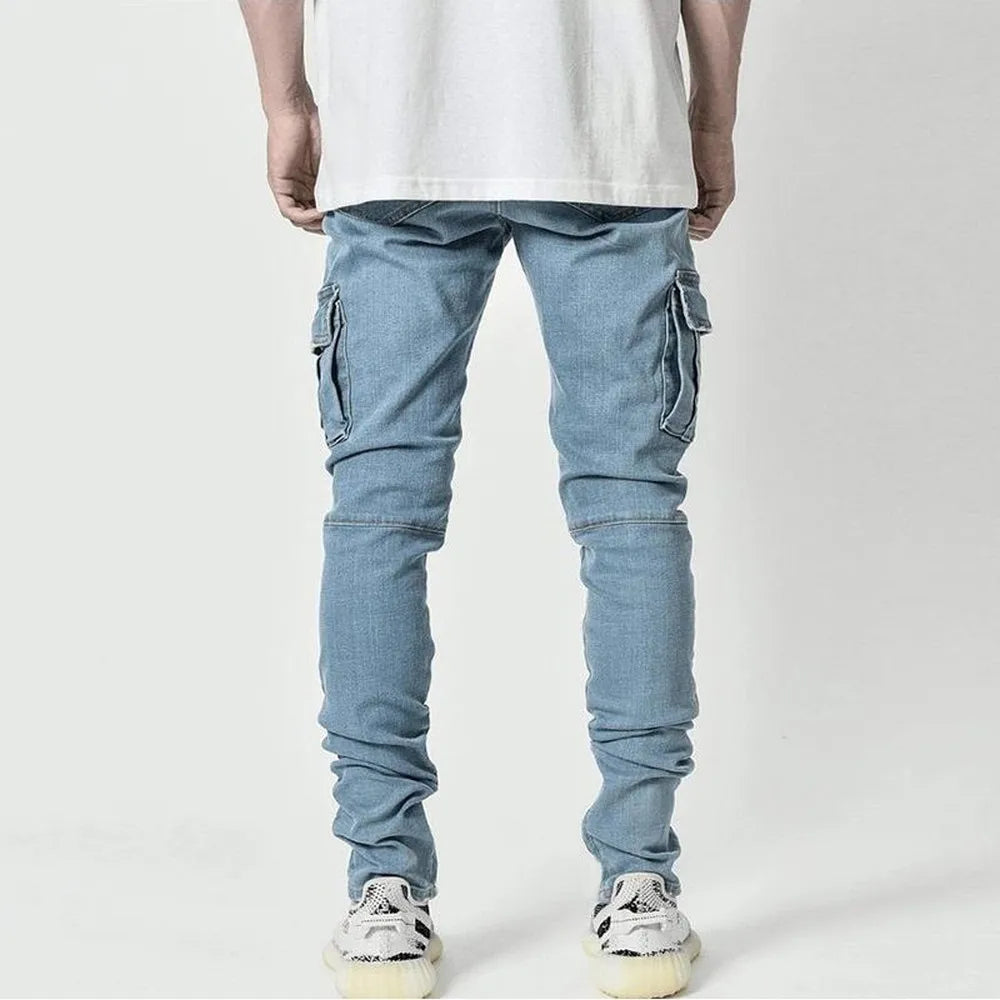 Men's Slim Fit Stretch Denim Cargo Jeans
