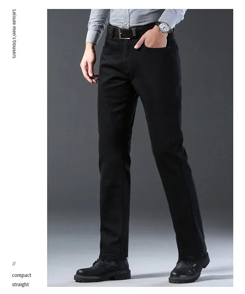 Men’s Classic Black Straight-Leg Stretch Jeans