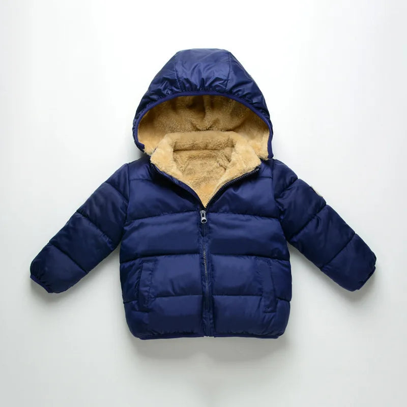 Kids’ Plush Cartoon Hooded Jacket