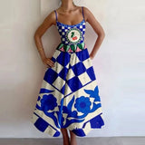 Women's Print Camisole A-Line Midi Dress