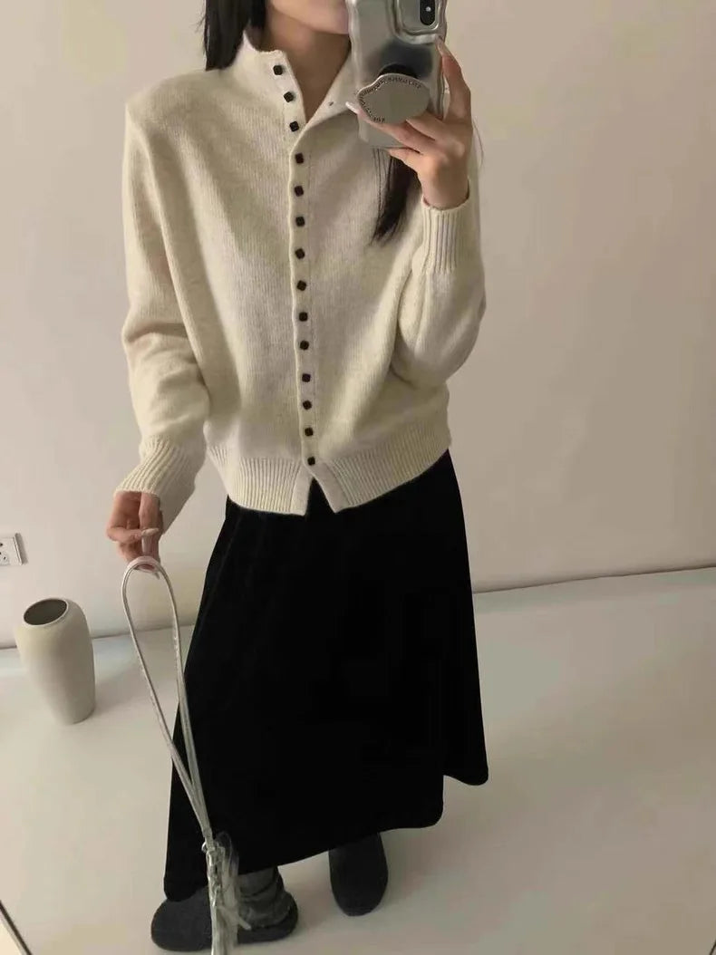 Women's Stand Collar Knit Cardigan Sweater