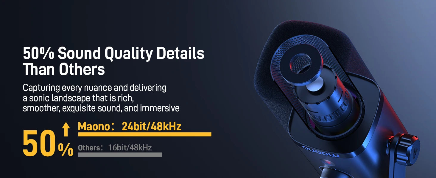 MAONO PD100X USB/XLR Dynamic Mic with RGB & Noise Reduction