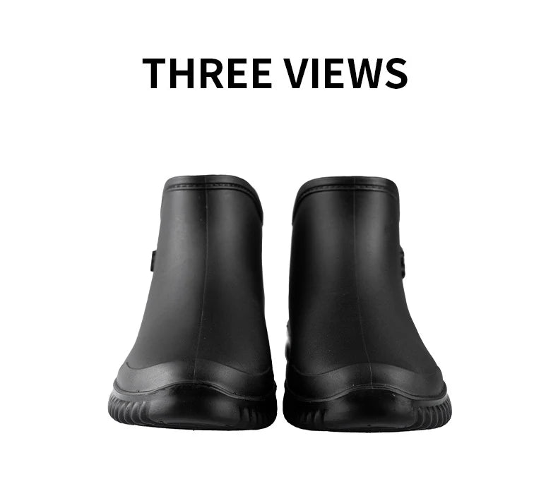 Fashionable Adult Short Rain Boots Waterproof Ankle Shoes Anti-Slip Durable Rubber Footwear For Men Women Suitable for Rainy Day