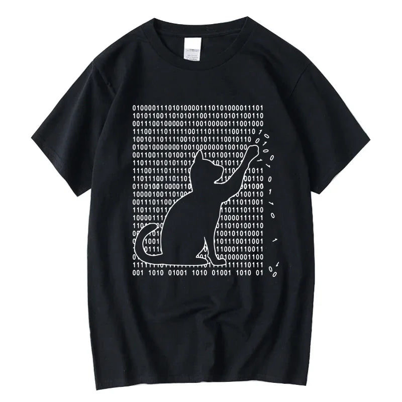 Men's Funny Cat Print 100% Cotton Summer T-Shirt