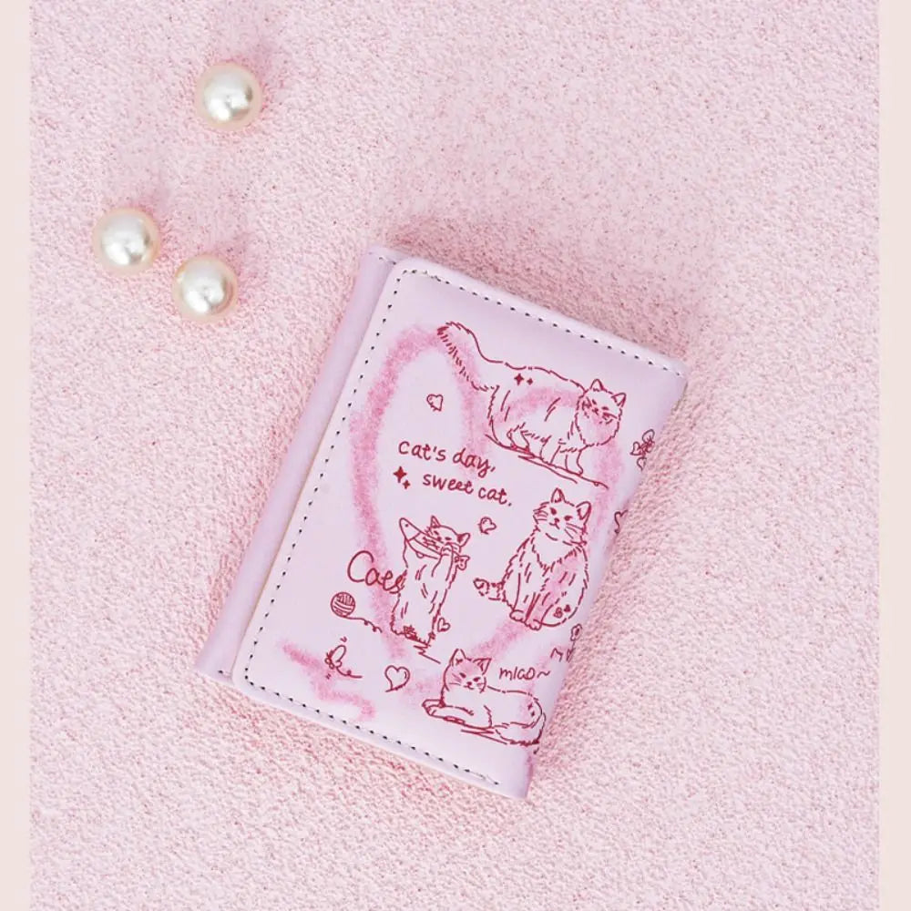 New Women Wallets Female Leather Purses Card Holders Graffiti Cat Portable Coin Purse Large Capacity Money Bag