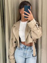 Belted Cropped Trench Jacket