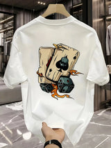 Men's 100% Pure Cotton Poker & Dice Print Loose Fit Casual T-Shirt
