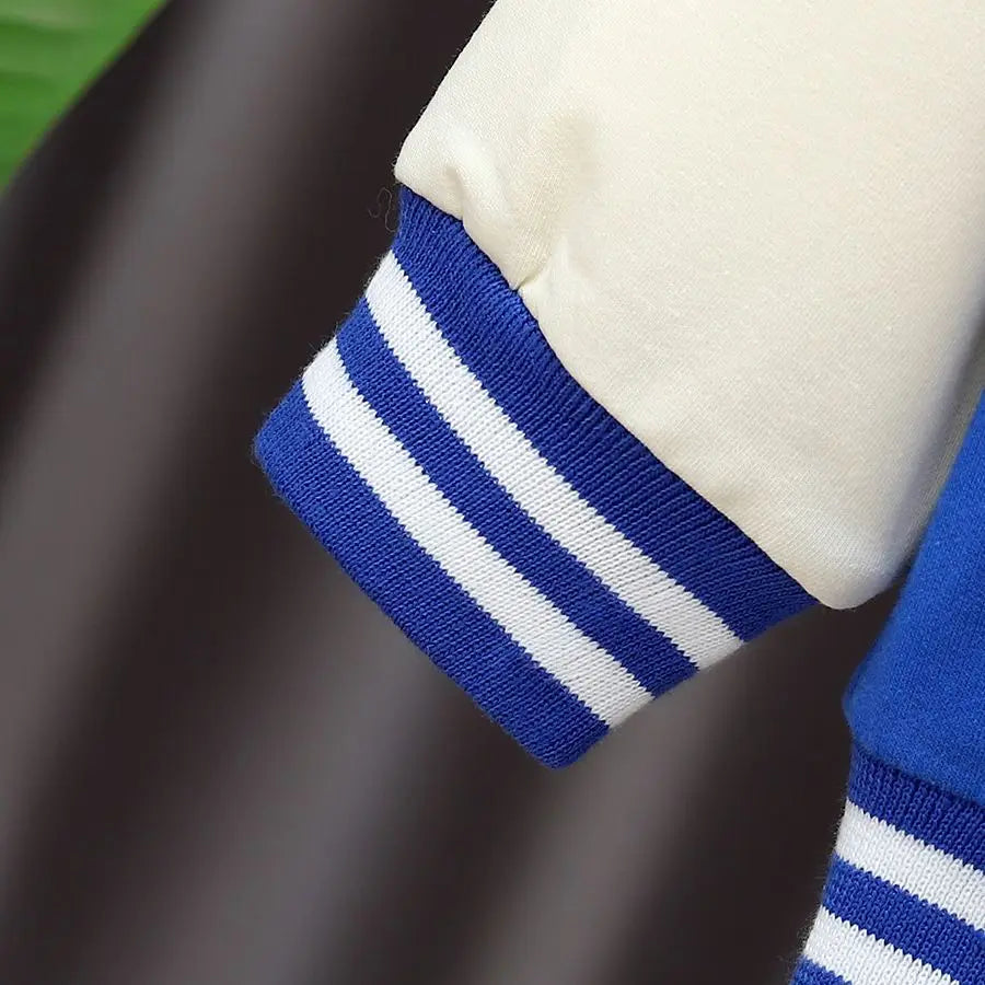Boys' 3-Piece Autumn Letter Jacket & Striped Sweatpants Set