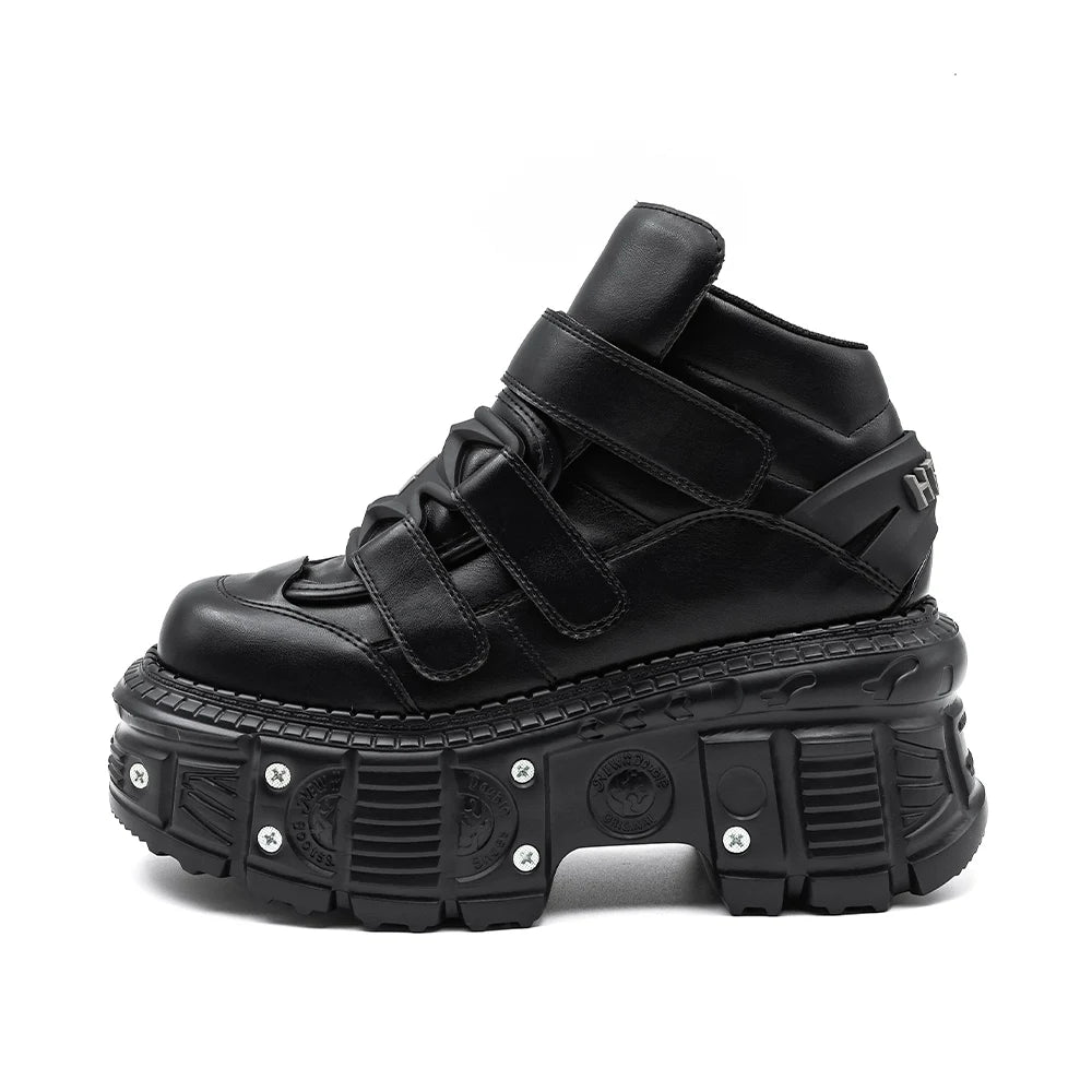 2026 New Punk Style Women Shoes Lace-up Heel Height 6CM Platform Shoes Woman Metal Decor Woman Sneakers Gothic Ankle Rock Boots
