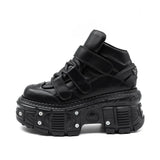 2026 New Punk Style Women Shoes Lace-up Heel Height 6CM Platform Shoes Woman Metal Decor Woman Sneakers Gothic Ankle Rock Boots