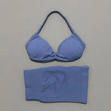 2 Pieces HISTELLO Sports Set Seamless Strappy Yoga Bra High Waist Scrunch Shorts Breathable Elastic Gym Workout Fitness Clothes