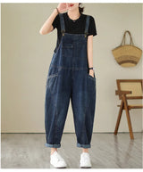 Vintage Patchwork Denim Cargo Overalls