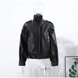 Chic Stand Collar Leather Jacket