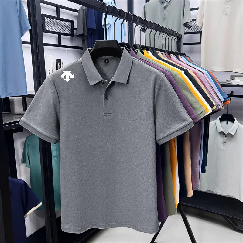 Men's Luxury Cotton Polo | Geometric Print Summer Shirt