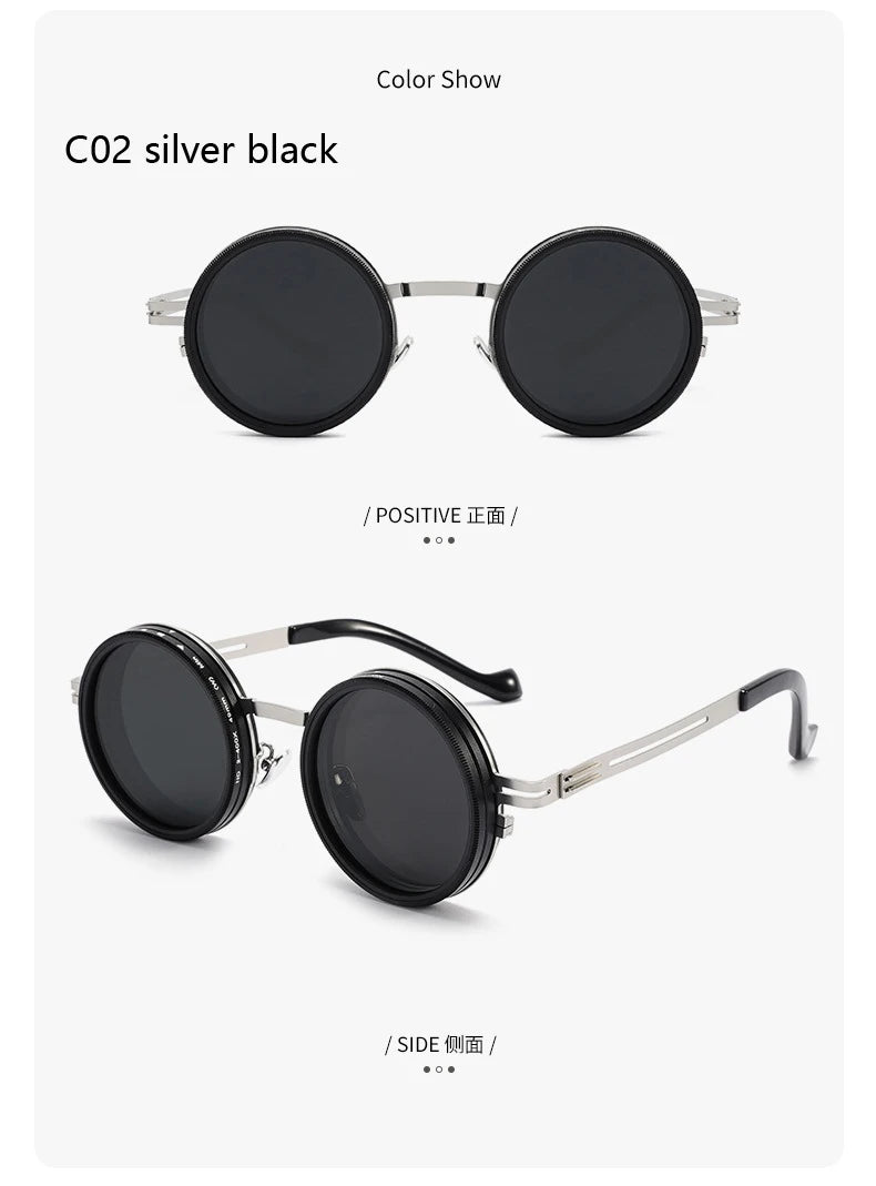 New Adjustable 1-9 Sunglasses Punk Polarized Sun Glasses Men Women Round ND Filter Lenses Retro Fishing Eyeglasses Shades