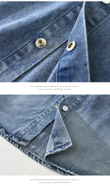 2025 Autumn New Letter-embroidered Vintage Washed Long Sleeve Denim Shirt for Men Clothing Cotton Versatile Streetwear CM7738
