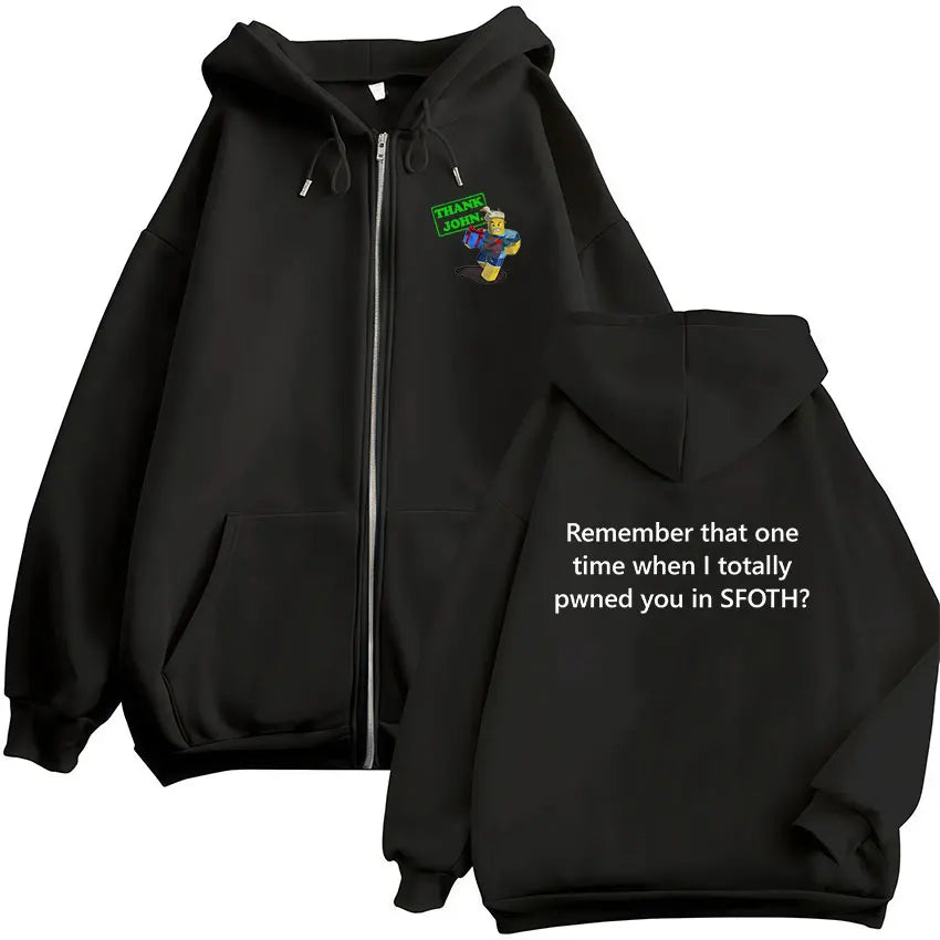 Blame John Meme Oversized Zip-Up Hoodie