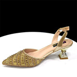 Rhinestone Pointed-Toe Slingback Heels & Bag Set