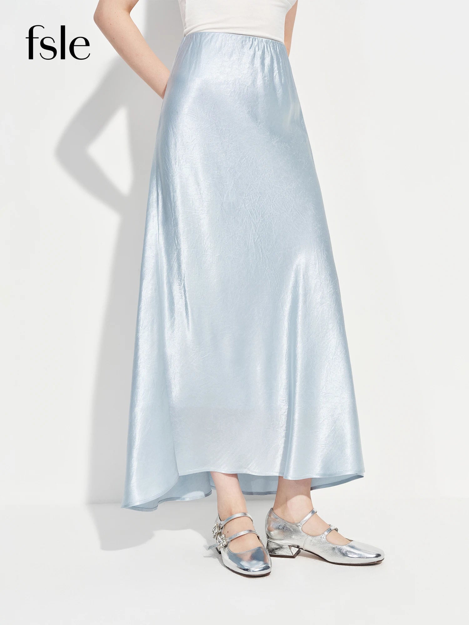 Acetate Trumpet Midi Skirt – Elegant Drape