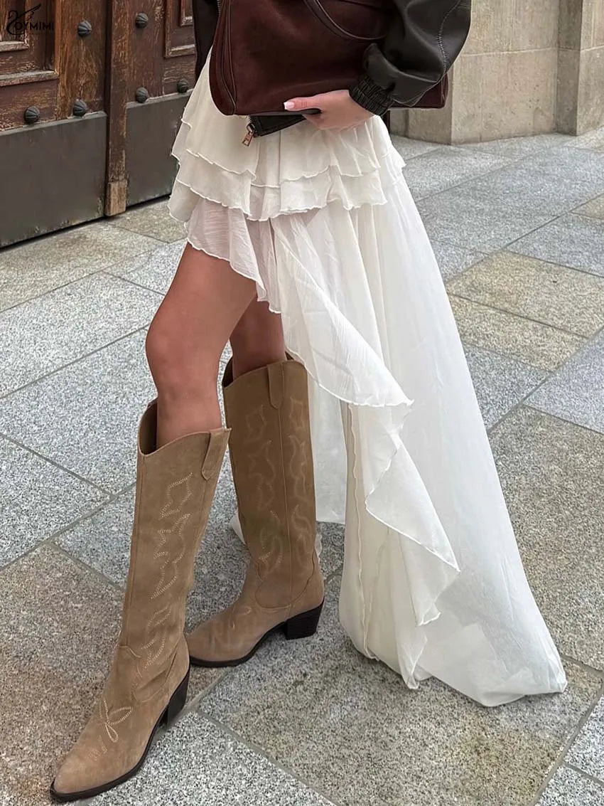 O.Y.MIMI Apricot Pleated Maxi Skirt – Elegant Floor-Length