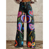 Pop Art Heart Wide-Leg Flare Pants