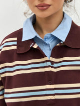 Vintage Striped Oversized Polo Shirt